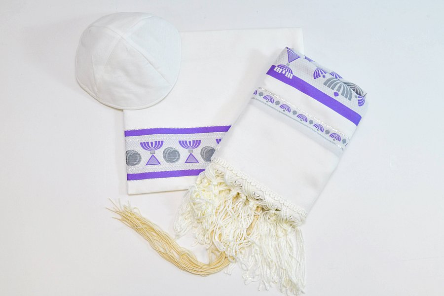 PURPLE MENORAH -Small Tallit (Prayer Shawl) KIT product image (5)
