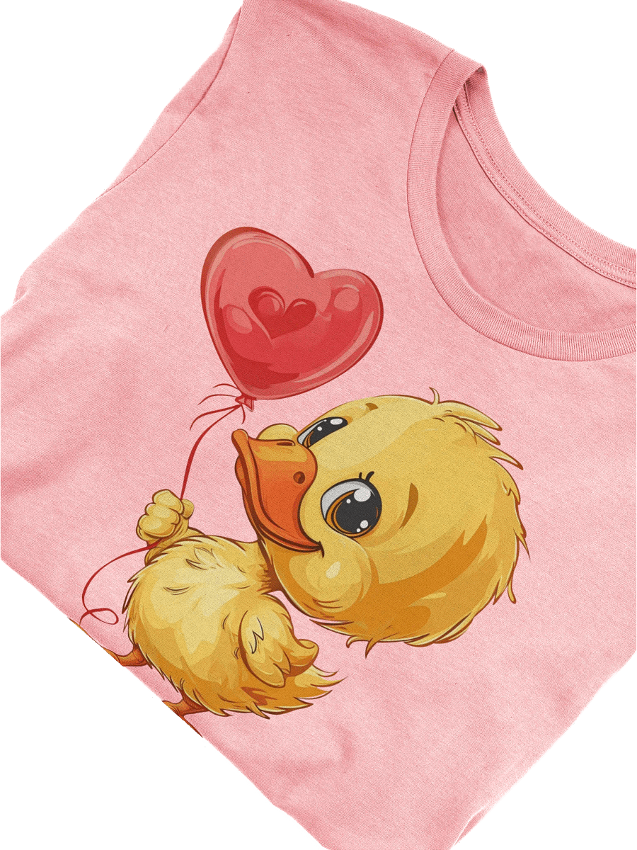 Cute Duckling with Heart Balloon T-Shirt, Unisex Cartoon Animal Tee, Fun Love Gift, Casual Duck Graphic Shirt for All Ages product image (3)