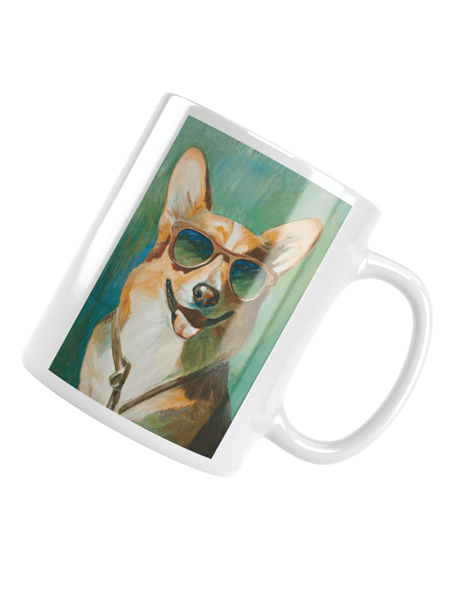 Cool Corgi Sunglasses Painting - dogPXL Artistic series Shades White Mug product image (4)