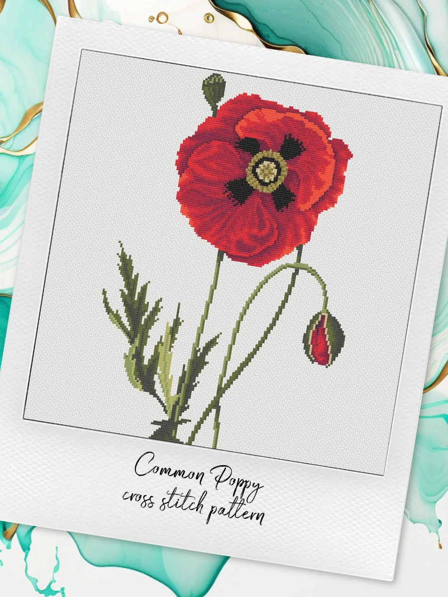 Red Poppy: Floral Cross Stitch Pattern PDF product image (4)