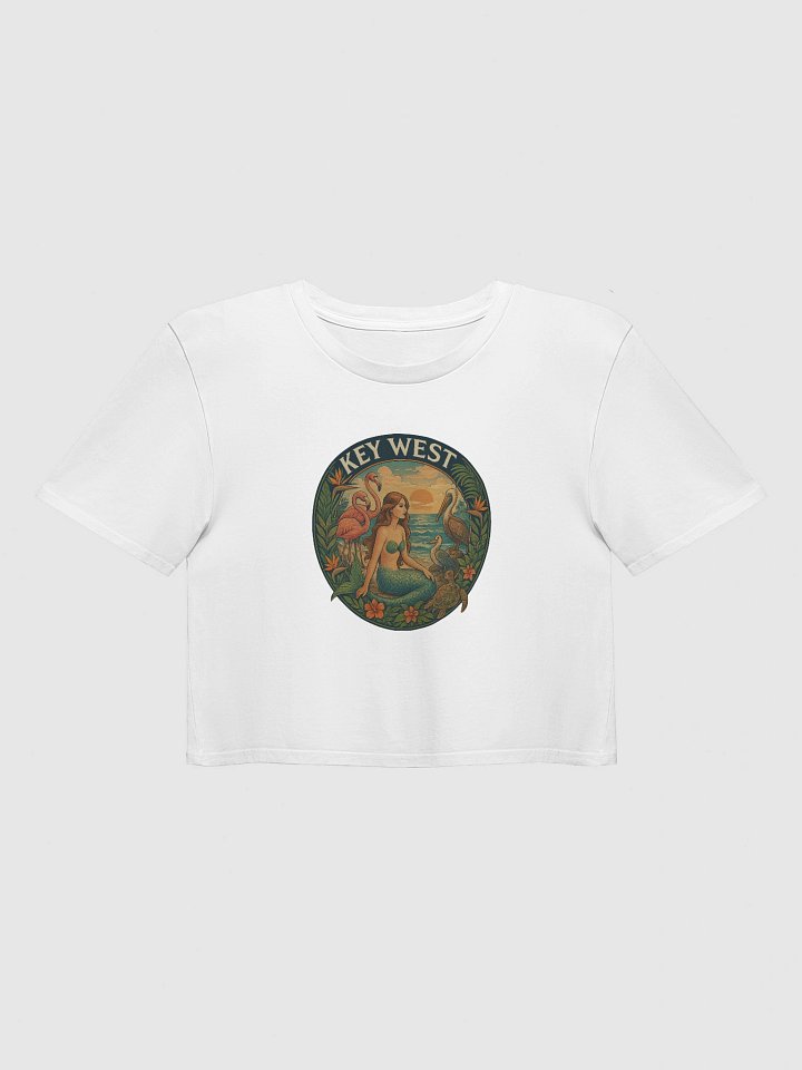 Key West Tropical Ladies Crop Top with Mermaid, Birds, and Turtle product image (2)