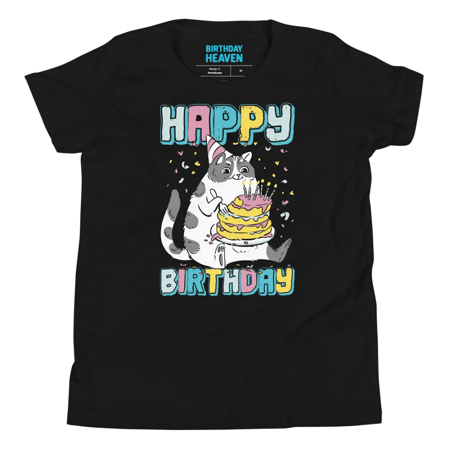 Happy Birthday (Cat With Cake) T-Shirt For Kids product image (4)