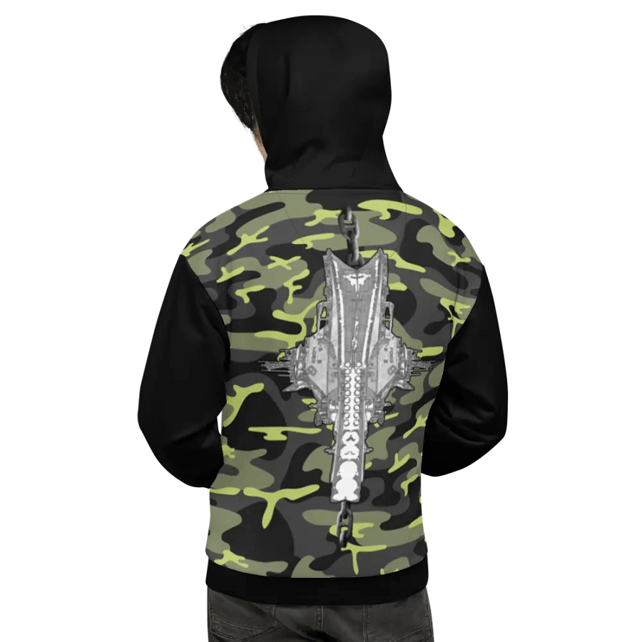 black & Green Camouflage Foss double tug Sketch Hoodie product image (7)