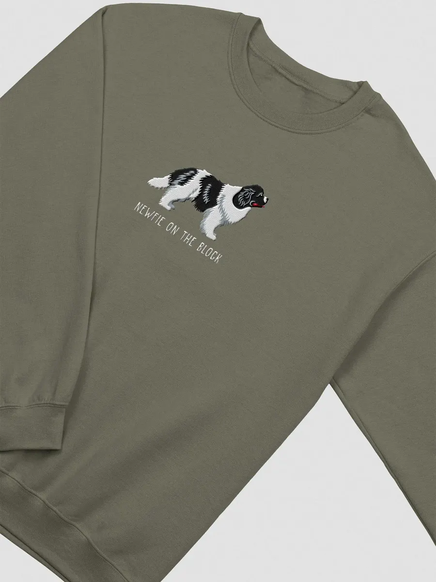 Newfie on the Block Sweatshirt (Embroidered) of a Newfoundland(Black & White) product image (6)