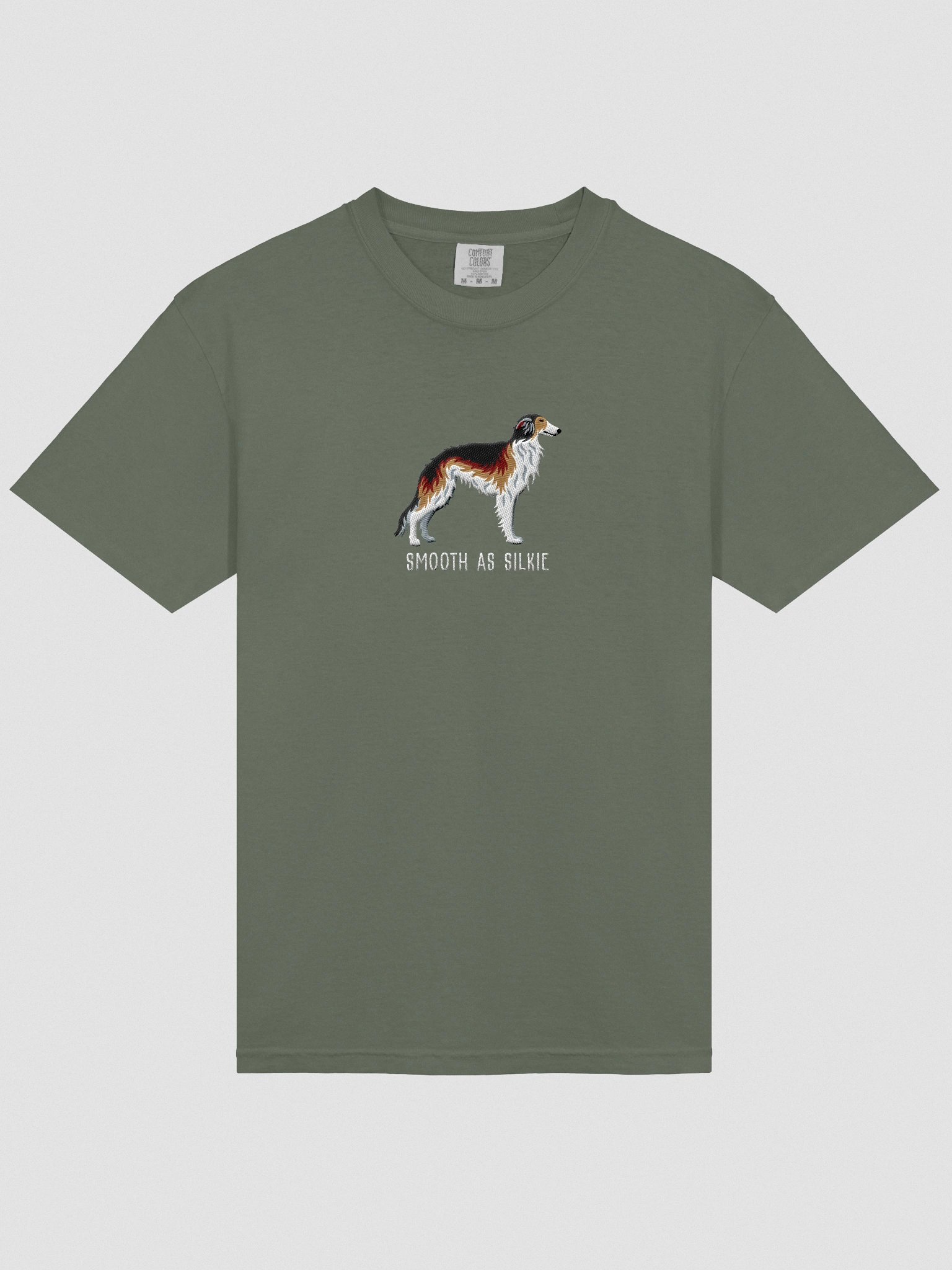 Smooth as Silkie T-Shirt(Embroidered) of a Silken Windhound(Sable) product image (6)