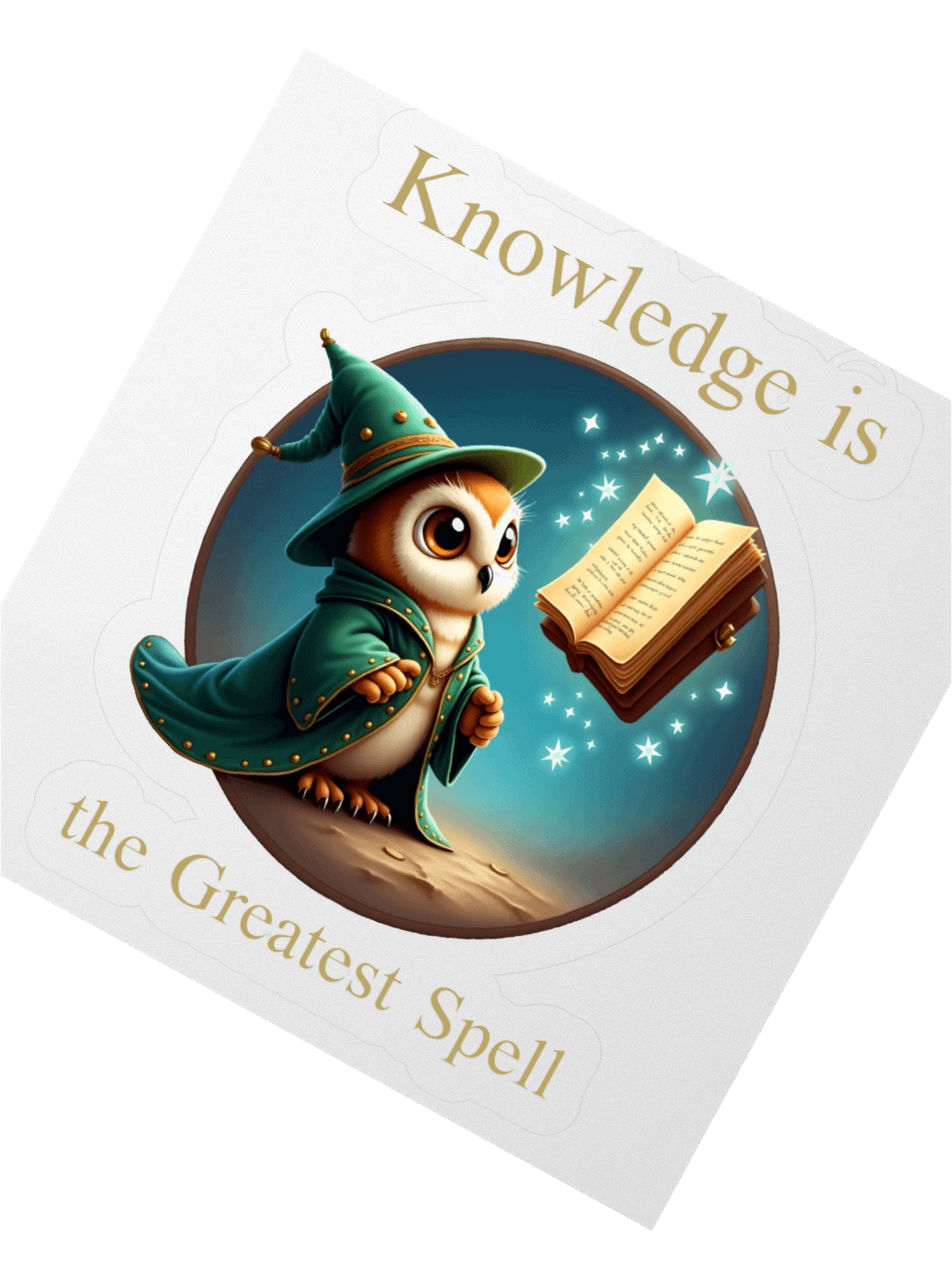 Knowledge is the Greatest Spell – Wizard Owl Sticker product image (2)
