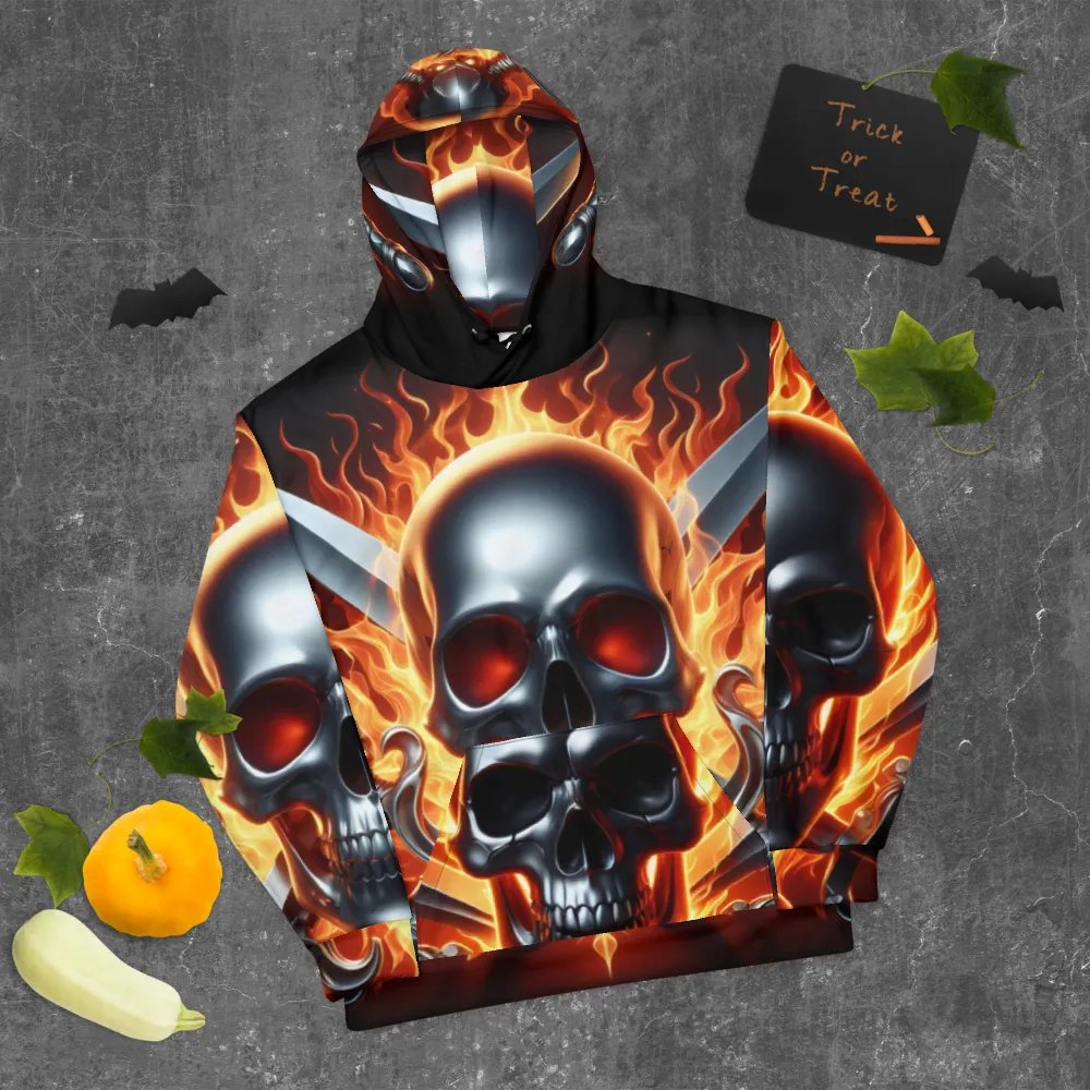 Fiery Skull Swords - Unisex Skull Hoodie #24 product image (9)