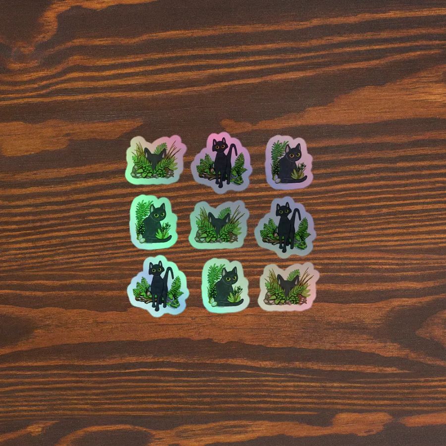 Holographic Foliage Cat Sticker Sheet product image (3)