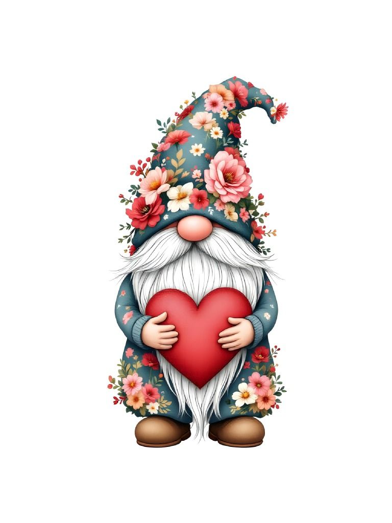 22 Floral Gnome with Heart Clipart Designs, Bloomcore Clipart Collection, Digital Art Supplies product image (5)