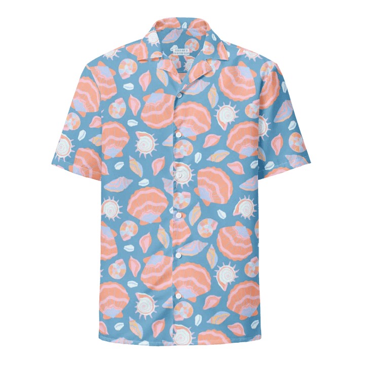 Retro Seashells Blue Hawaiian Shirt product image (1)