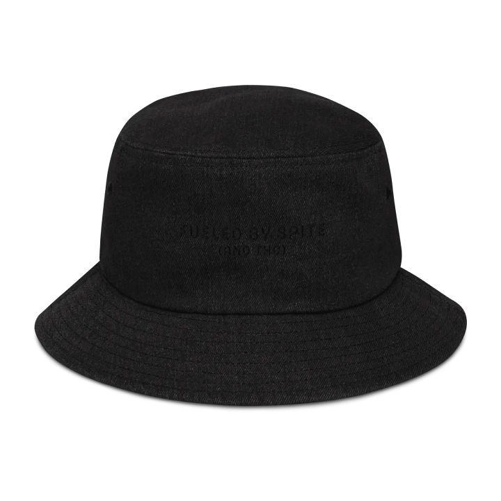 FUELED BY SPITE (black thread) embroidered denim bucket hat product image (1)