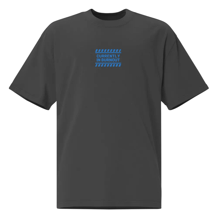 CURRENTLY IN BURNOUT (outline, aqua thread) oversized faded neutral tee product image (1)