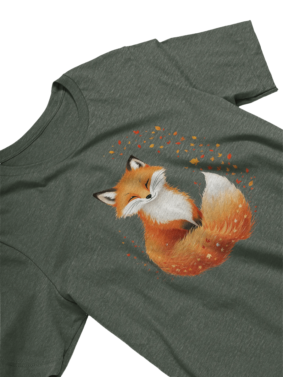 Smiling Fox T-Shirt, Autumn Leaves Fox Design, Cozy Wildlife Graphic Tee, Nature Lover Gift, Cute Animal T-shirt product image (3)