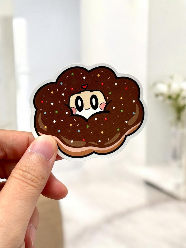 Chocolate Sprinkles Mochi Donut Waterproof Vinyl Sticker product image (1)