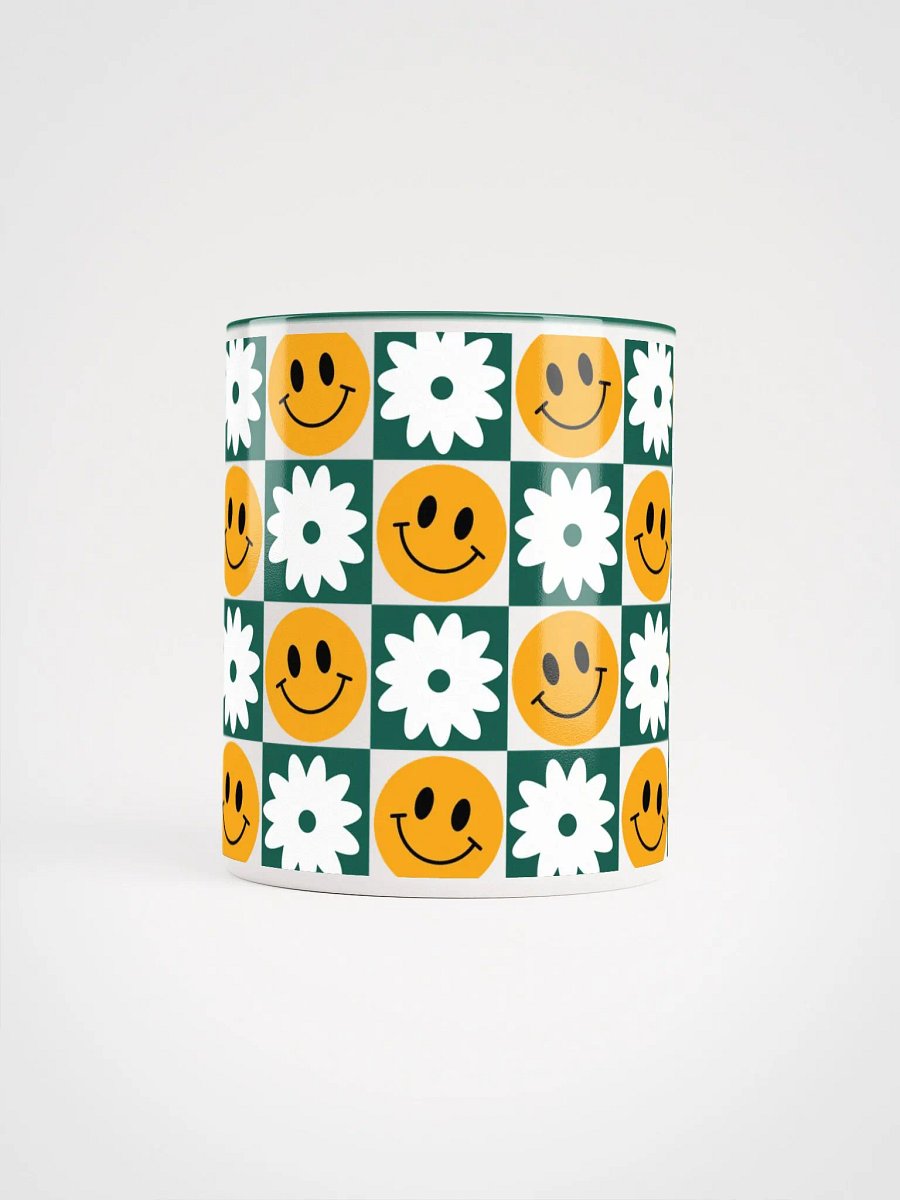 Checkered Smiley & Flowers Mug product image (5)