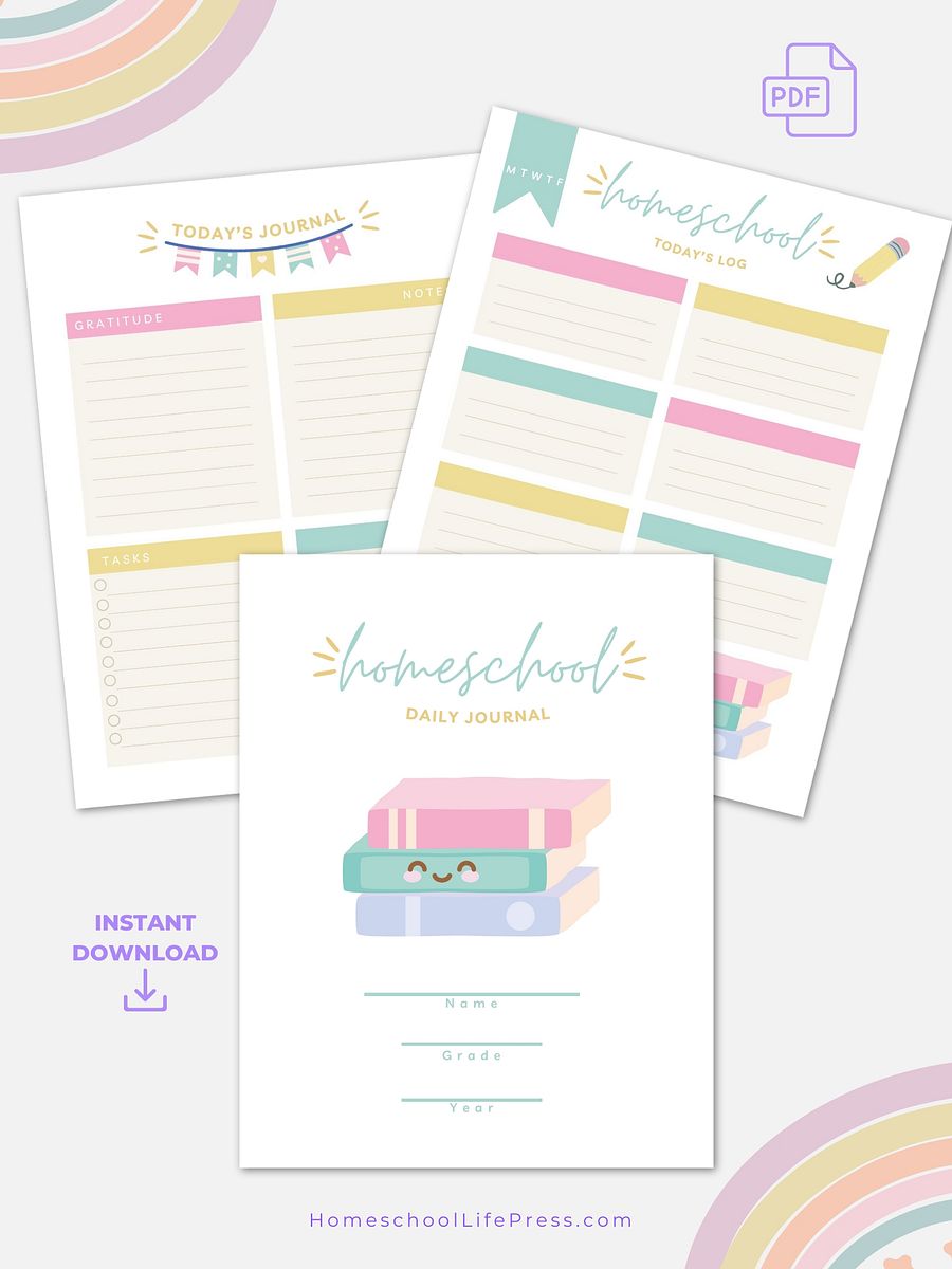 Homeschool Student Daily Journal Printable | Kawaii Color product image (4)