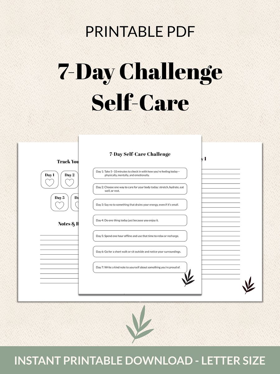 7-Day Self-Care Challenge Printable product image (2)