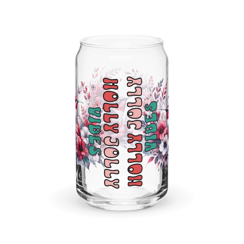 Holly Jolly Hummingbird And Flower Glass Can product image (3)