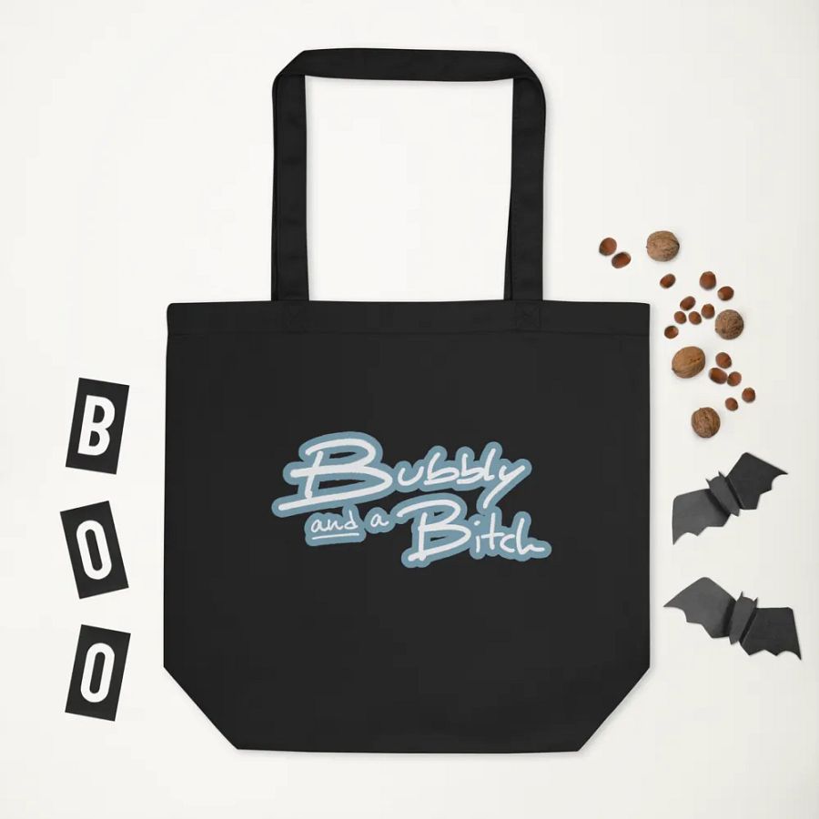 Bubbly and a B*tch (lined design, #709AAF) tote bag product image (3)