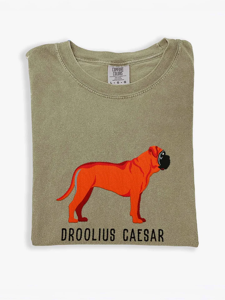 Droolius Caesar T-Shirt(Embroidered) of an English Mastiff(Red) product image (1)