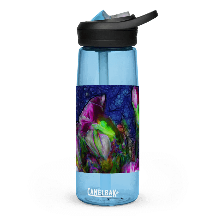 Abstract Pink Carnation Stems Sports Water Bottle product image (1)