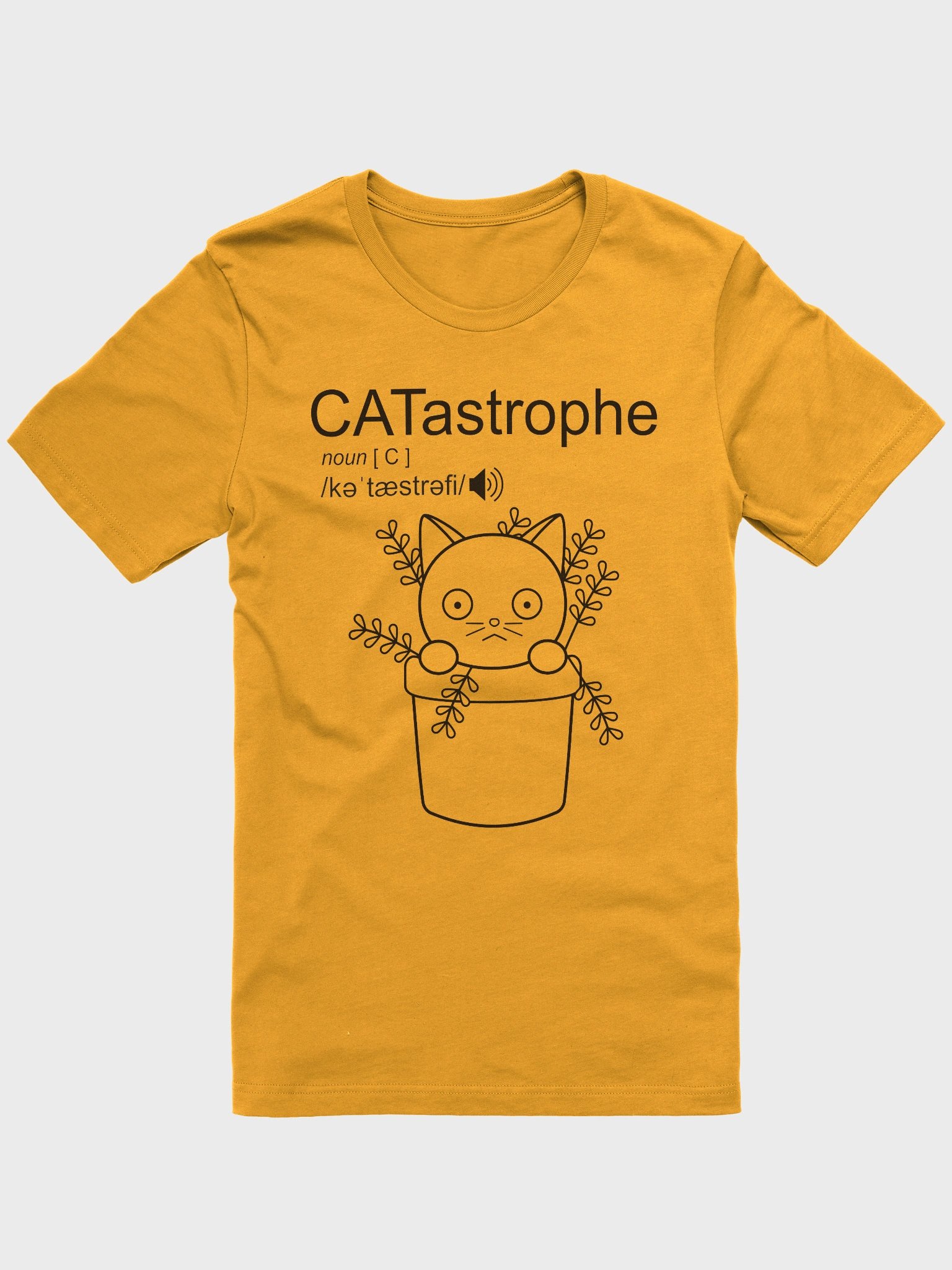 CATastrophe (Cat in Plant Pot - Black Print) - Unisex Adult Super Soft Lightweight T-shirt product image (1)
