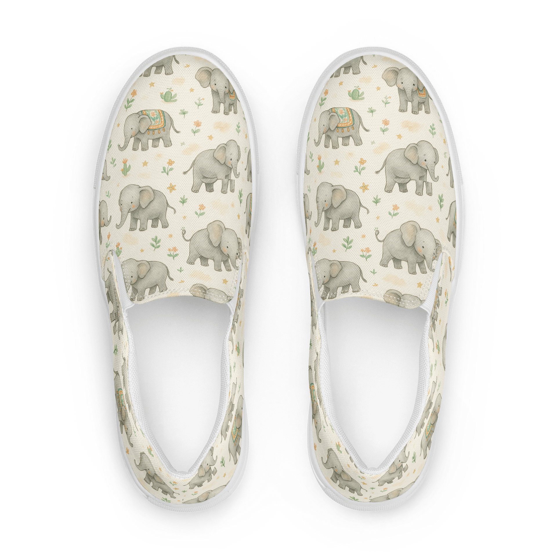 Whimsical Baby Elephant Slip-On Shoes – Cute Animal Pattern for All Ages product image (2)