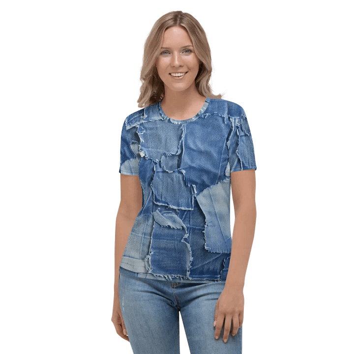 Rip Denim Look Women Crew Neck T-Shirt product image (2)