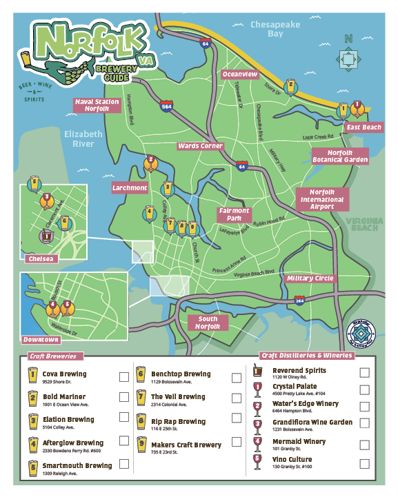 Norfolk 2025 Craft Brewery, Winery, Distillery Map - Instant Digital Download product image (2)