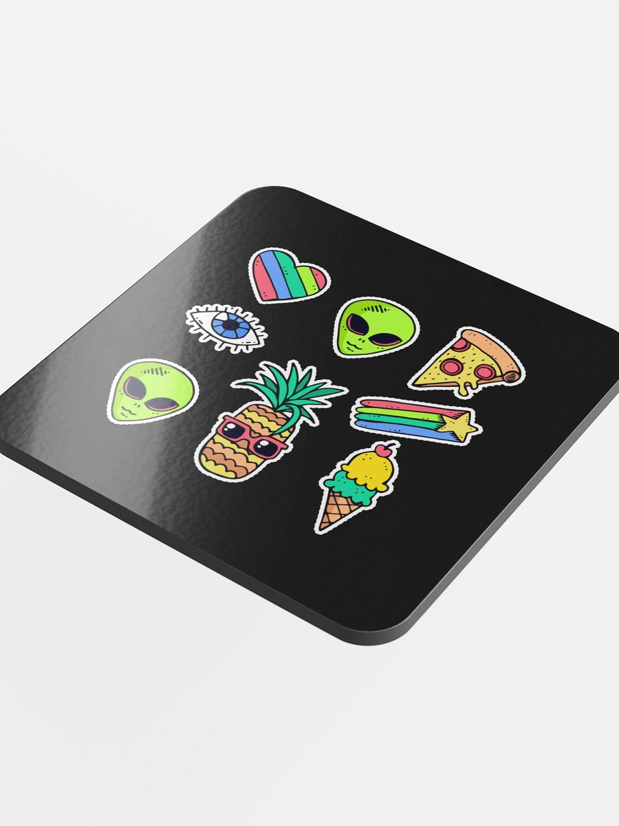 "Martians Take Belfast!" Roswell Aliens Black Cork Coaster product image (4)