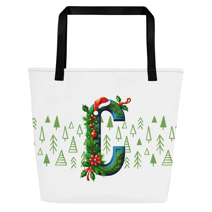Christmas Monogram Letter C(2) White Tote product image (2)
