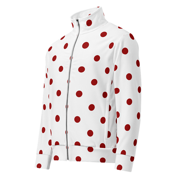 Red Polka Dots on White Unisex Track Jacket product image (1)
