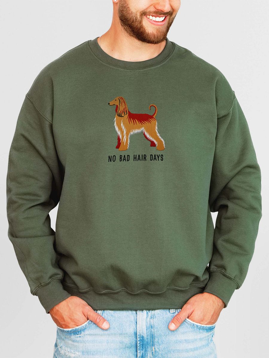 No Bad Hair Days Sweatshirt (Embroidered) of an Afghan Hound product image (2)