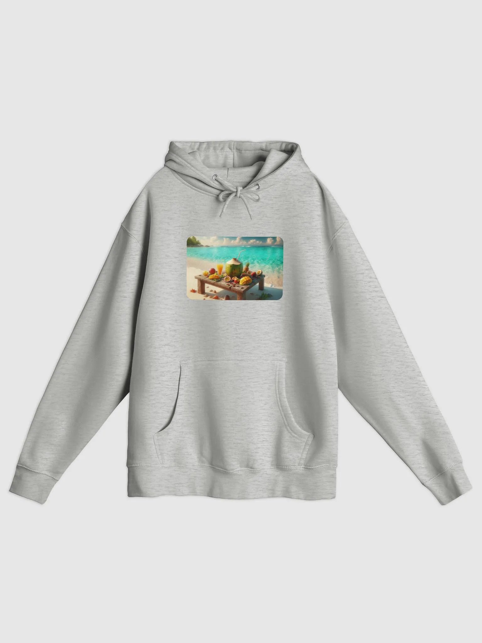 Tropical Paradise Hoodie | AI Design young green coconut on the beach product image (2)