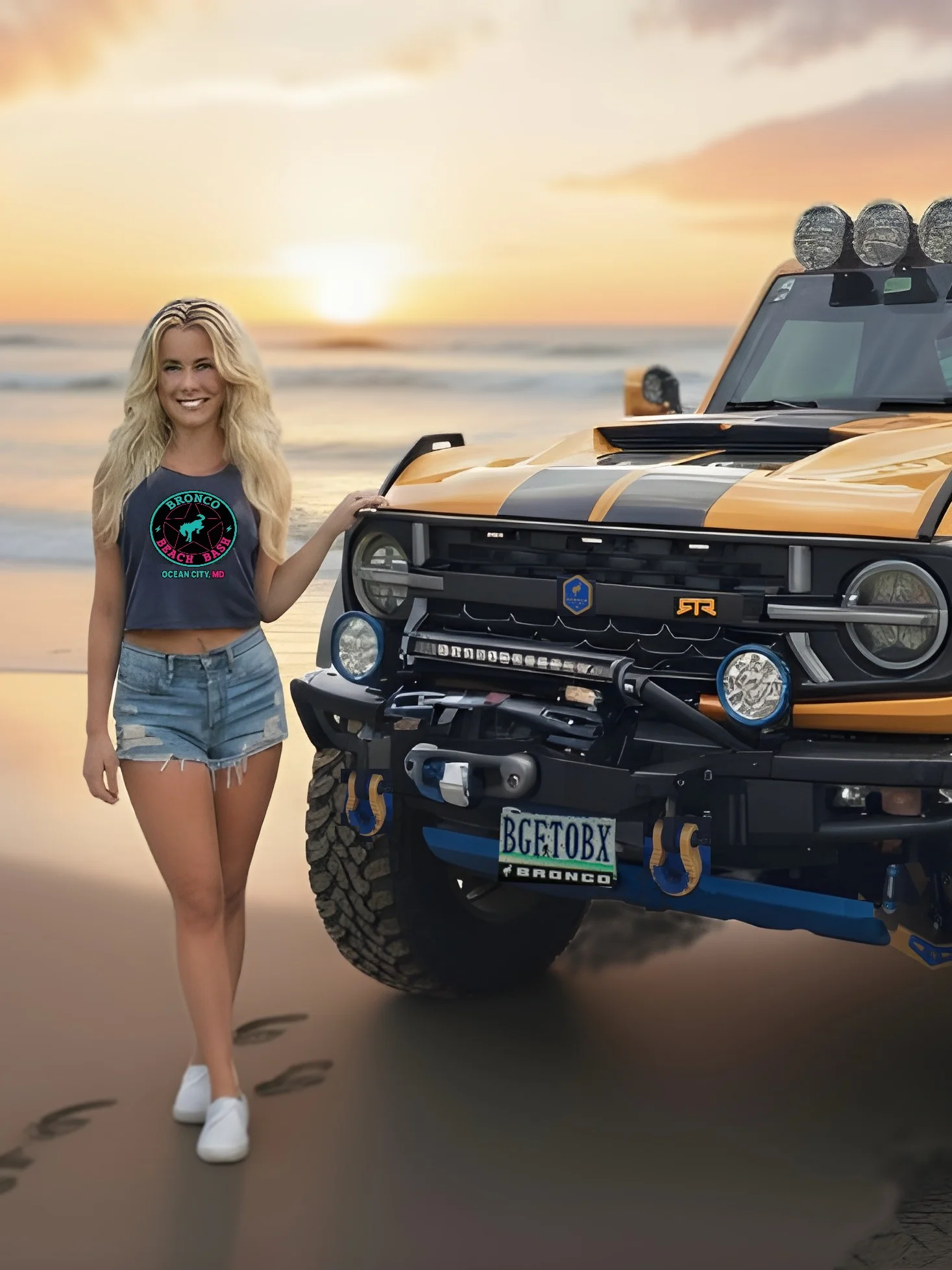 2025 Bronco Beach Bash Ocean City / Destination Bigfoot Bronco Collab | Full Send Women's Bella + Canvas Micro-Rib Tank Top (Multiple Colors Available) product image (1)