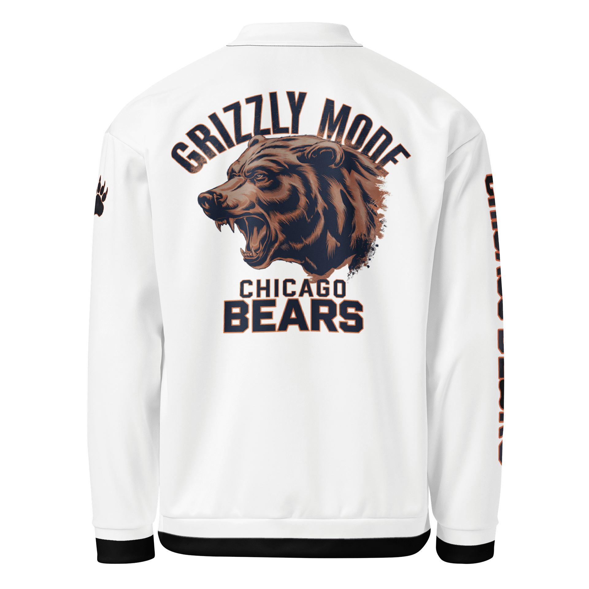 Grizzly Mode™ White Bomber Jacket with Black Trim | Chicago Bears | NFL Home Locker product image (2)