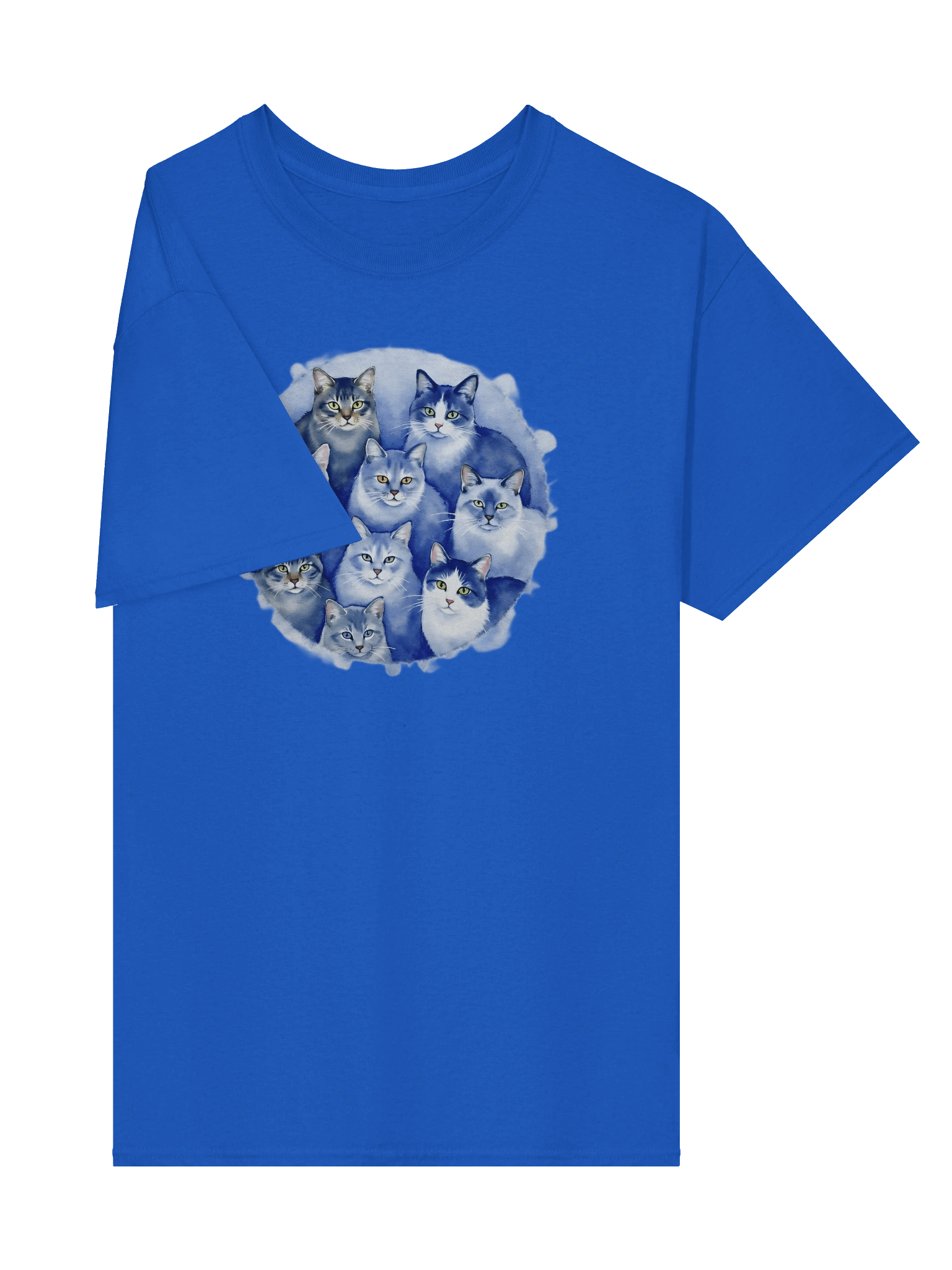 Cat T-shirt, various cats in blue, no. VAC002 product image (3)