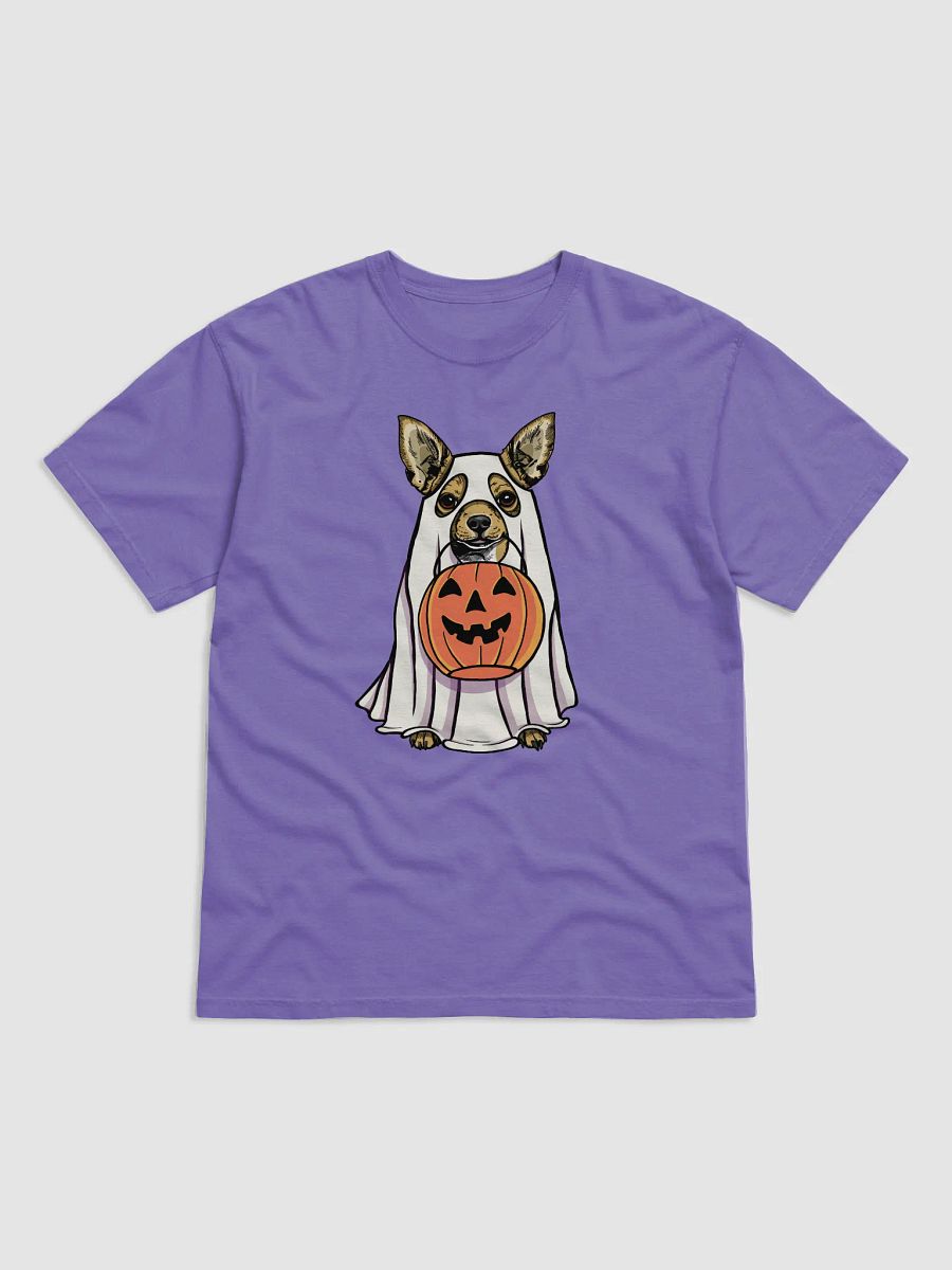 Funny Halloween Chihuahua T-Shirt | Funny Chihuahua Wearing a Ghost Costume and Holding a Pumpkin Basket product image (27)