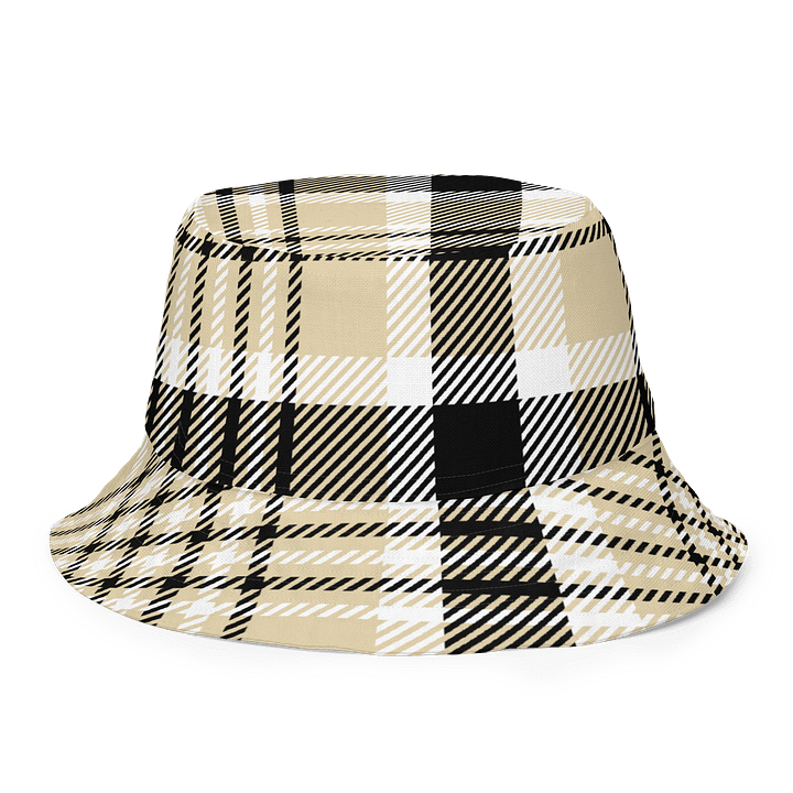 Beige/Black Reversible Plaid All-Over Print Bucket Hat product image (1)