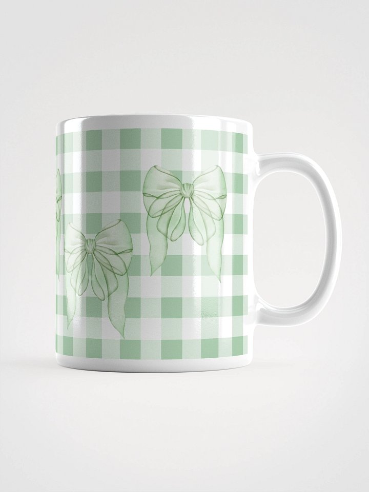 Mug Blanc Vichy Revisité - Vert Pastel - Cadeau Style Chic et Poétique product image (1)
