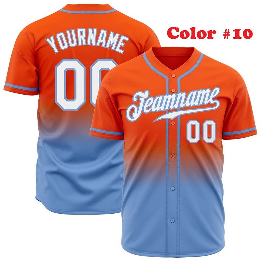 Authentic Gradient Fashion Baseball Jersey Up Down Colors with Line, Personalized Sport Jersey, Two Tones product image (5)