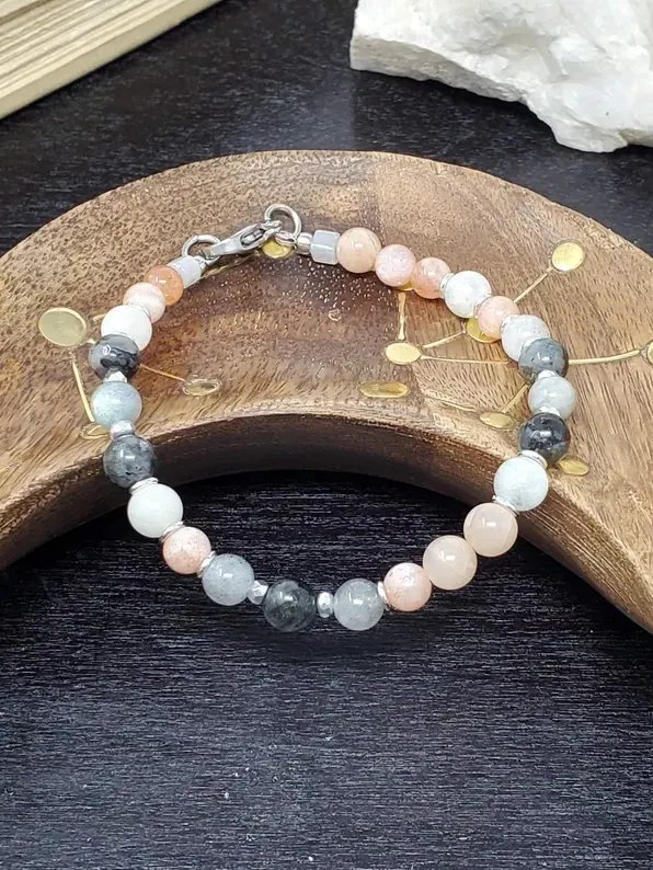 Inner Light Bracelet | Moonstone, Sunstone, Shungite | Handmade Crystal Healing Jewelry product image (1)