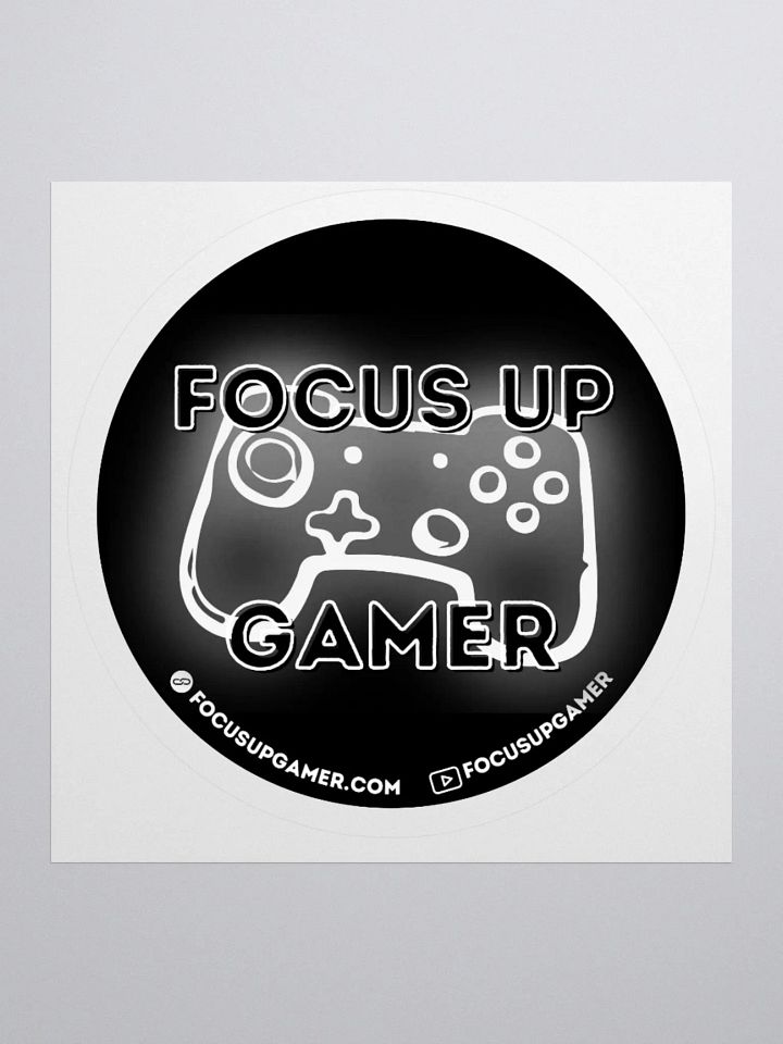 Focus Up Gamer Black & White Round Sticker product image (2)