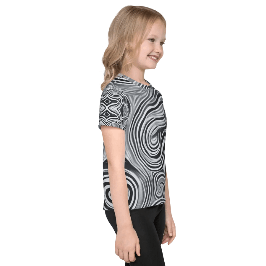 Funky Black and White Noir Liquid Tie-Dye Kid's and Toddler's Crew Neck T-shirt product image (4)