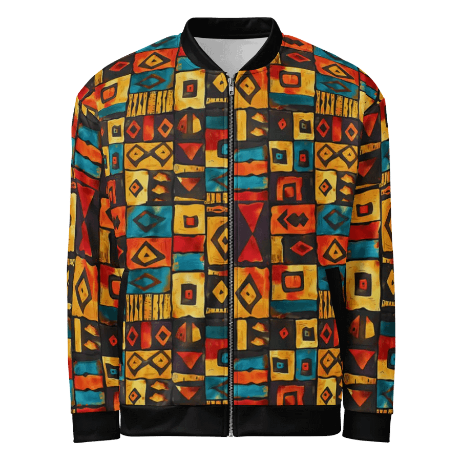 African Vibrant Geometric Splendor Bomber Jacket product image (1)