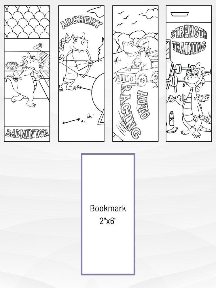 Printable Dragons Playing Sports Coloring Bookmarks - 2