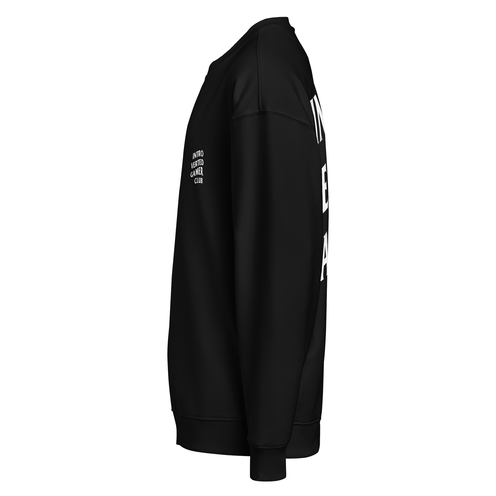 Introverted Gamer Club White on Black Oversized Sweatshirt product image (3)