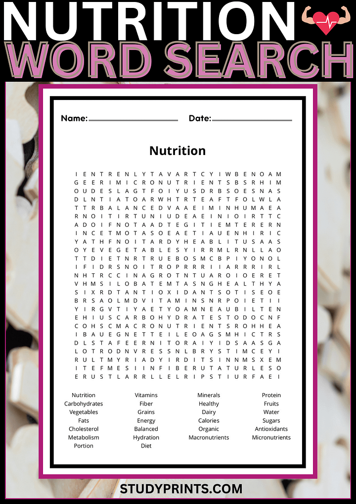 Nutrition Word Search | Healthy Eating Vocabulary Activity product image (1)