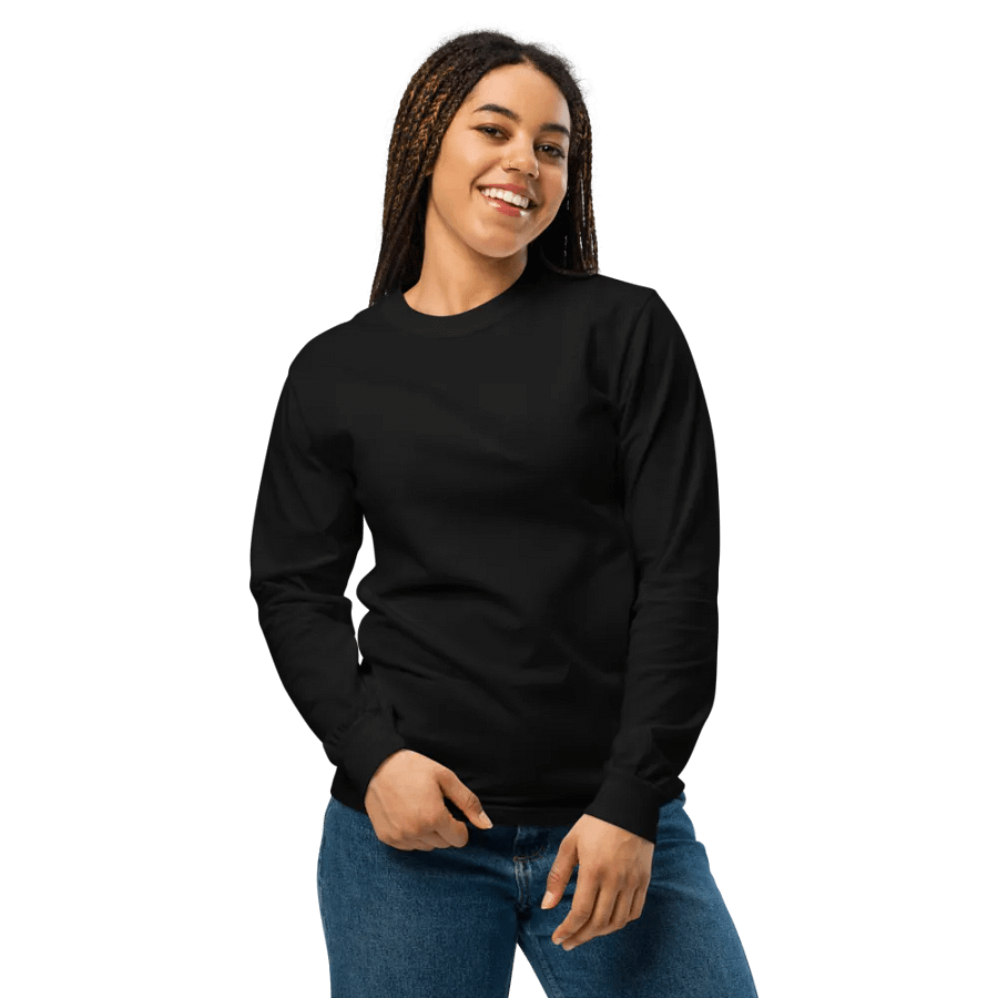Unisex Garment-Dyed Heavyweight Long Sleeve Shirt - White HApex Gear Black Logo product image (10)