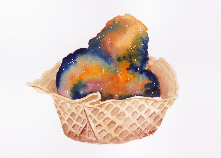 Waffle Galaxy Bowl - Original Watercolor Painting product image (2)